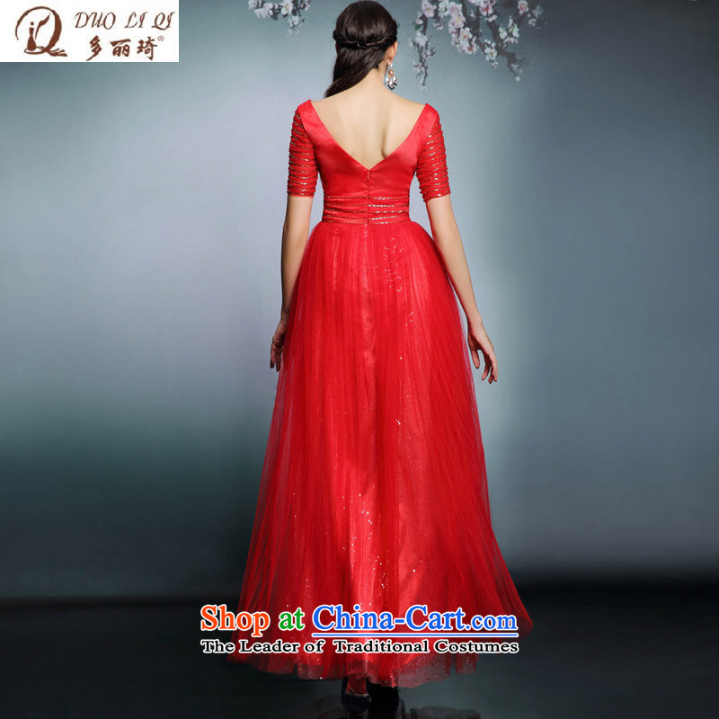 Doris Qi red bride Top Loin of wedding dresses in sleeve v-neck gauze evening banquet 31197 Red XXL, Doris Qi (doris dress) , , , shopping on the Internet