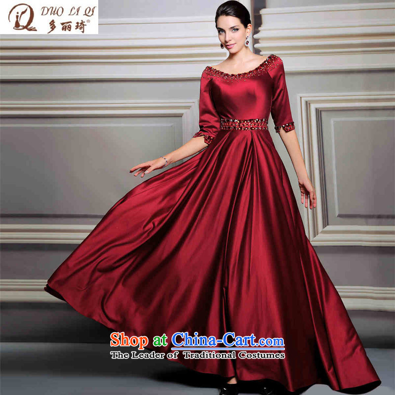 Doris Qi evening dress in Europe and the cuff night replace the door bows wedding dress dress photo color?M