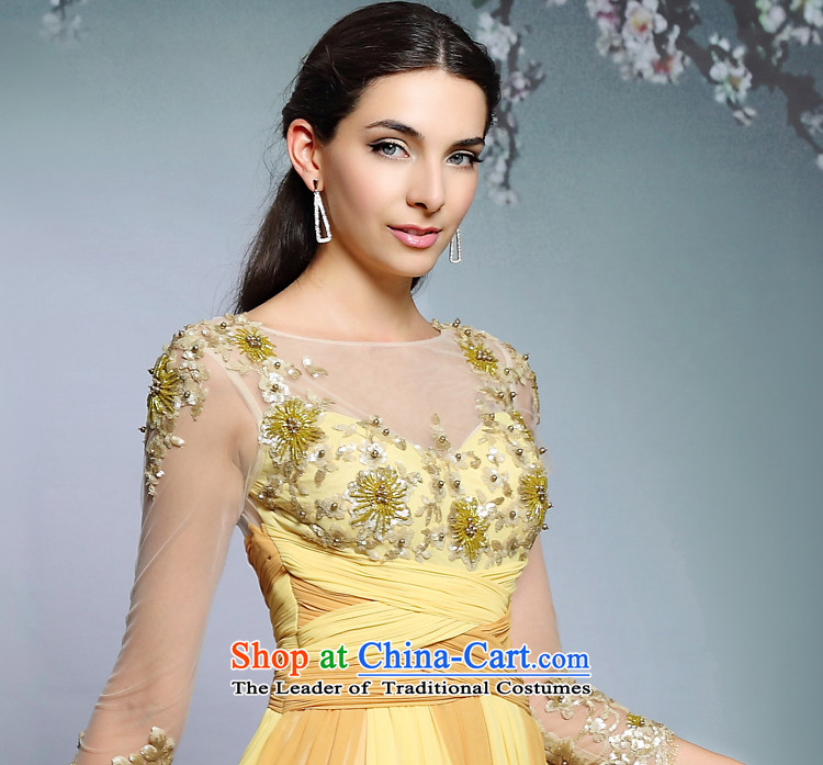 Doris Qi long-sleeved yellow dress retro palace long moderator show picture color photo of dress XL, prices, brand platters! The elections are supplied in the national character of distribution, so action, buy now enjoy more preferential! As soon as possible.