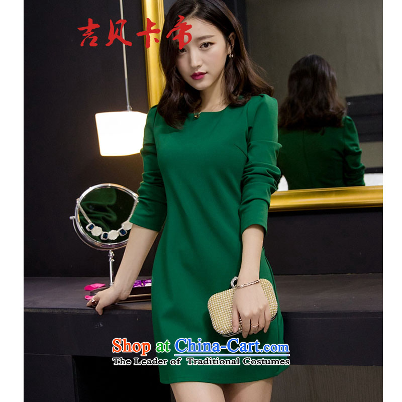 Gibez card in Dili 6099# Spring Korean aristocratic temperament dress long-sleeved red forming the Sau San dresses green XL, Guybet Card (JIBEIKADI) , , , shopping on the Internet
