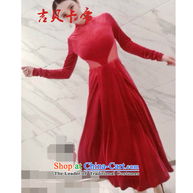 Gibez card in Dili 6311# Korea Dongdaemun Fashion Korean aristocratic sexy bon bon red dress long-sleeved dresses red S GIBEZ Card (JIBEIKADI) , , , shopping on the Internet