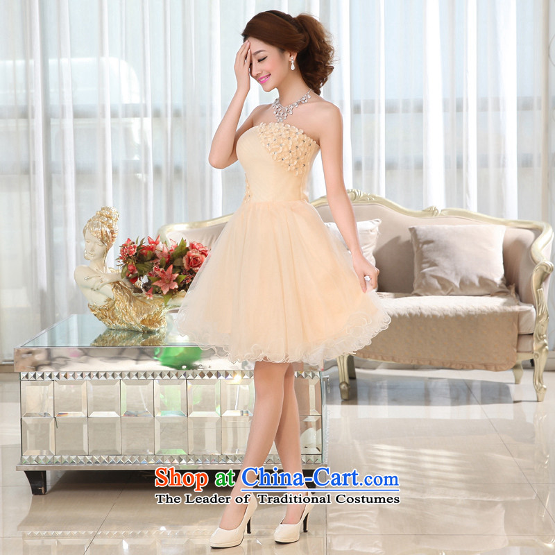 Kaki-hi-won The Princess Bride sexy anointed chest wedding dresses bridesmaid to serve the new 2015 autumn and winter X017 champagne color M-hi kaki shopping on the Internet has been pressed.