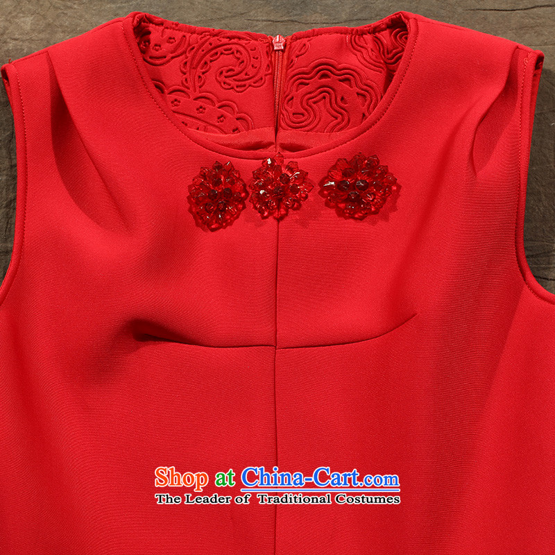 2015 new bows of autumn and winter clothing wedding bride short stylish Sau San Red Dress small dress RED M, marry non-you do not marry shopping on the Internet has been pressed.
