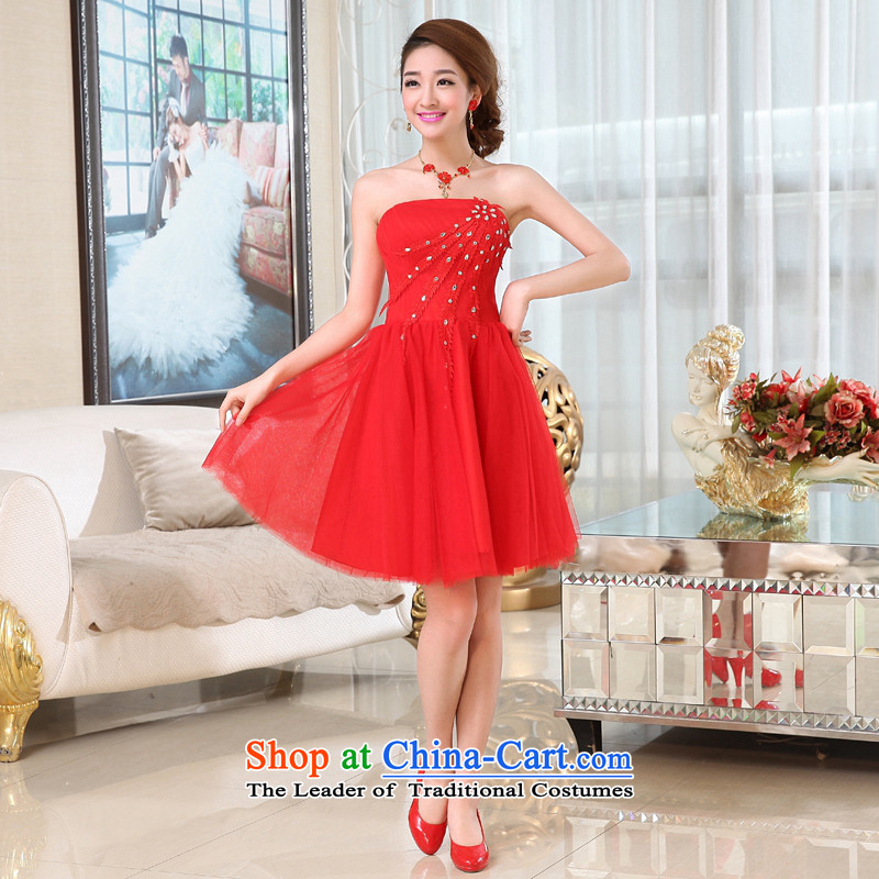 Hei Kaki 2015 autumn and winter new Korean Princess Bride flowers and short of chest bridesmaid X019 RED M-service kaki shopping on the Internet has been pressed.