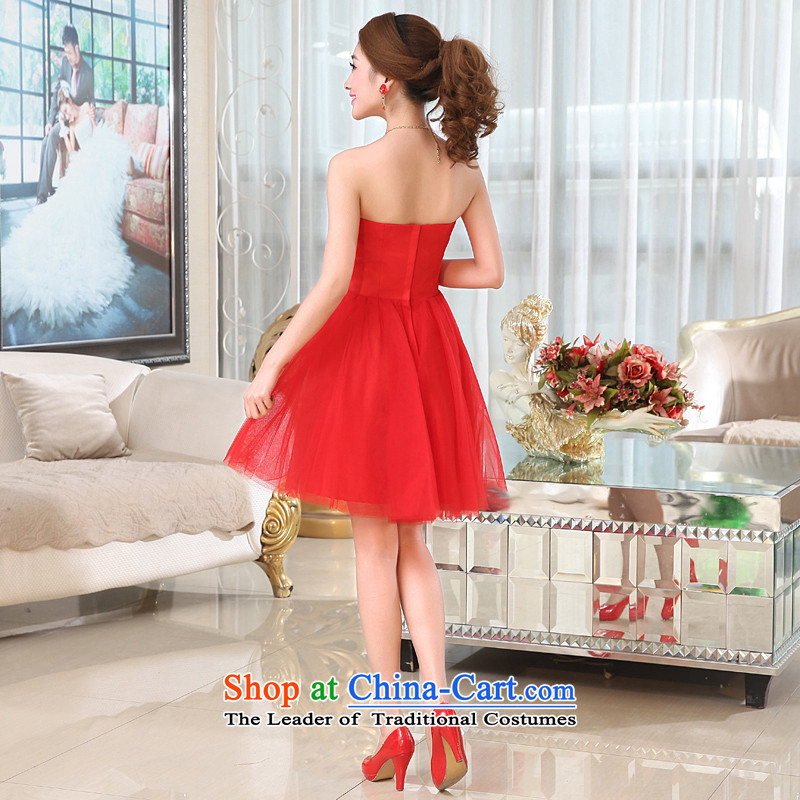 Hei Kaki 2015 autumn and winter new Korean Princess Bride flowers and short of chest bridesmaid X019 RED M-service kaki shopping on the Internet has been pressed.