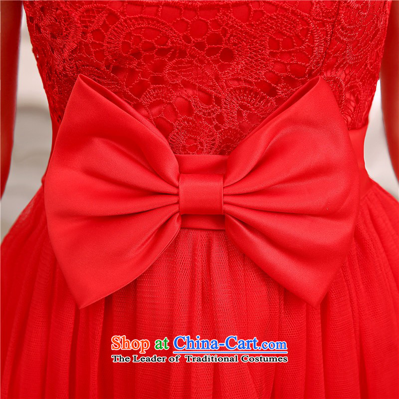 C.o.d. Package Mail New wedding dresses large red anointed chest dovetail dresses gauze bows dress bridesmaid sister and long annual show slips red, land will still el-yi , , , shopping on the Internet