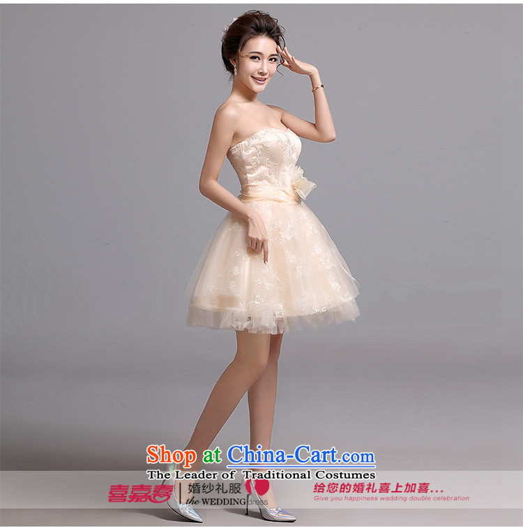 Hei Kaki wedding dresses new 2015 autumn and winter Korean brides short, wipe the Chest Sau San banquet bridesmaid dress X034 champagne color left Tailored size picture, prices, brand platters! The elections are supplied in the national character of distribution, so action, buy now enjoy more preferential! As soon as possible.