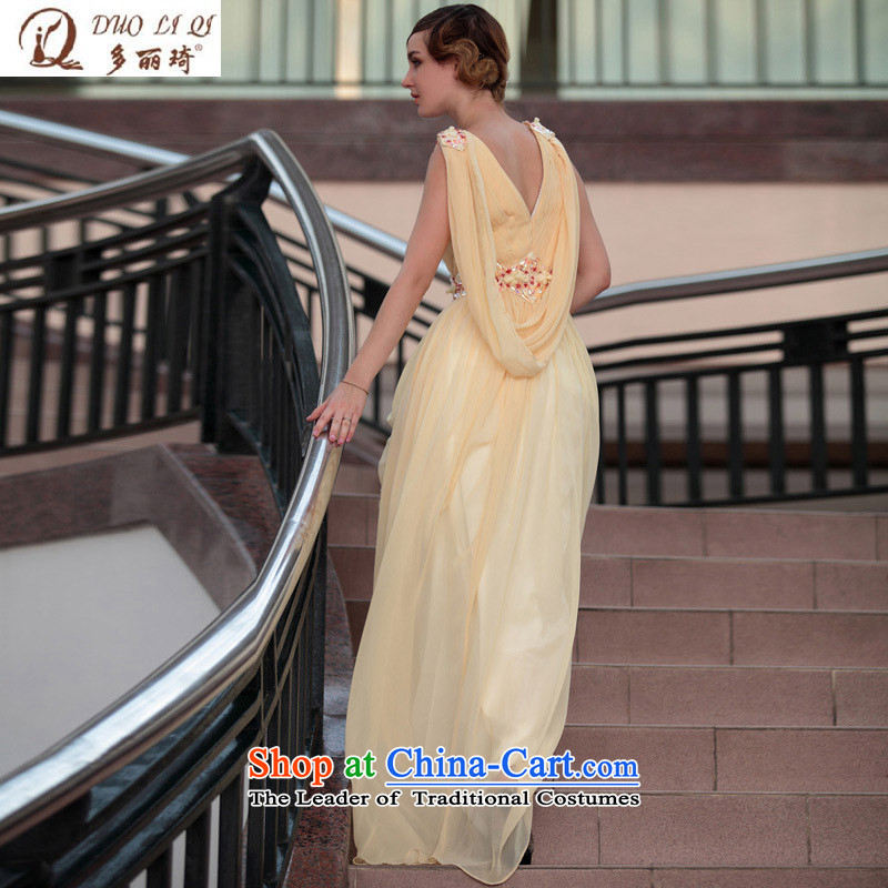Doris Qi township embroidered evening dresses bows services under the auspices of the wearing yellow XXL, Doris Qi (doris dress) , , , shopping on the Internet