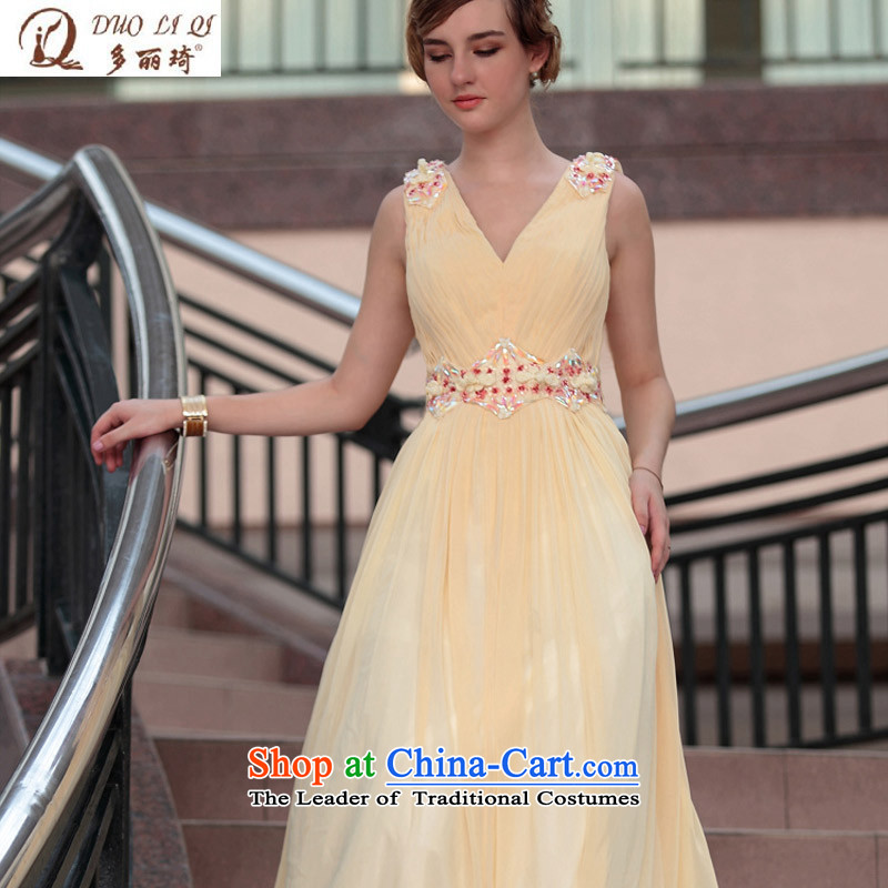 Doris Qi township embroidered evening dresses bows services under the auspices of the wearing yellow XXL, Doris Qi (doris dress) , , , shopping on the Internet