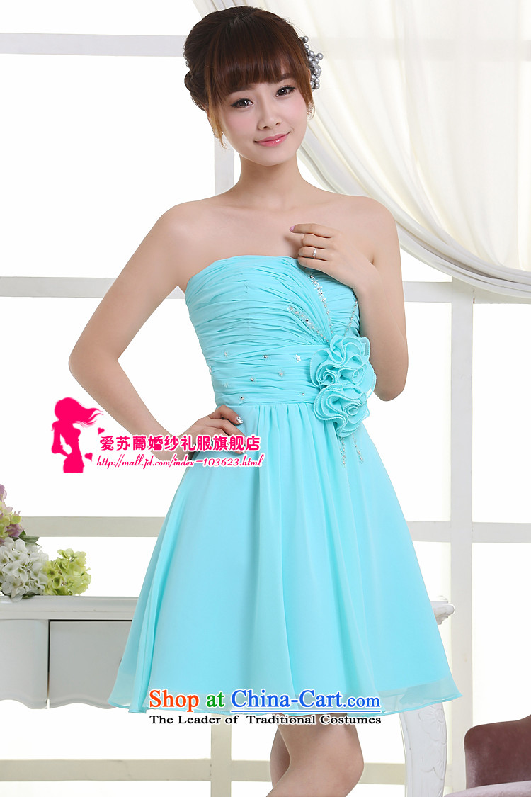 New dress married women dress bridesmaid dress banquet dress bows dress bridal dresses skyblue XL Photo short, prices, brand platters! The elections are supplied in the national character of distribution, so action, buy now enjoy more preferential! As soon as possible.