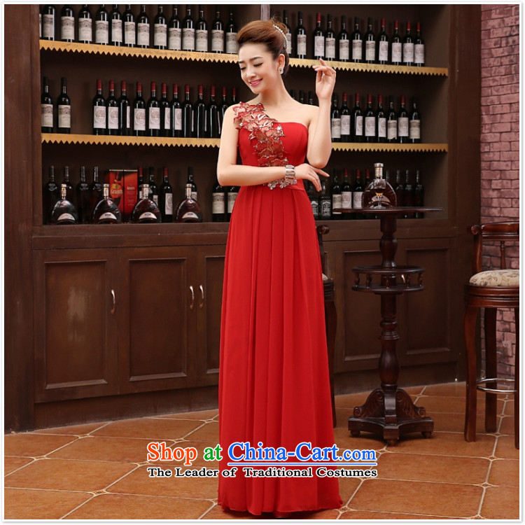 The Korean version of the new 2015 Red single shoulder length) Bride straps wedding dress bows services evening dresses annual dress M red s picture, prices, brand platters! The elections are supplied in the national character of distribution, so action, buy now enjoy more preferential! As soon as possible.