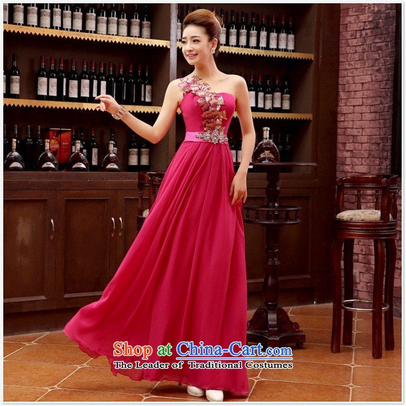 The Korean version of the new 2015 Red single shoulder length) Bride straps wedding dress bows services Evening Dress Suit M red s annual Charlene Choi spirit has been pressed shopping on the Internet