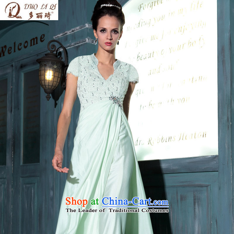 Doris Qi long evening dress blue dress company dress 30769 annual dinner dress blue聽S