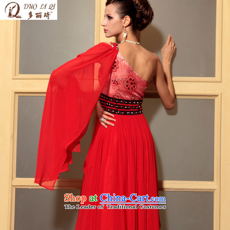 Doris Qi red embroidery shoulder elegant evening dresses marriage bows dress performances of foreign trade dress 30787 Red XXL, Doris Qi (doris dress) , , , shopping on the Internet