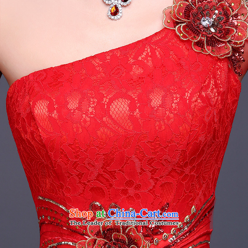 However Service Bridal 2015 New Red single shoulder length of winter evening dress married crowsfoot banquet annual Sau San red , L, Beverly (tingbeier ting) , , , shopping on the Internet