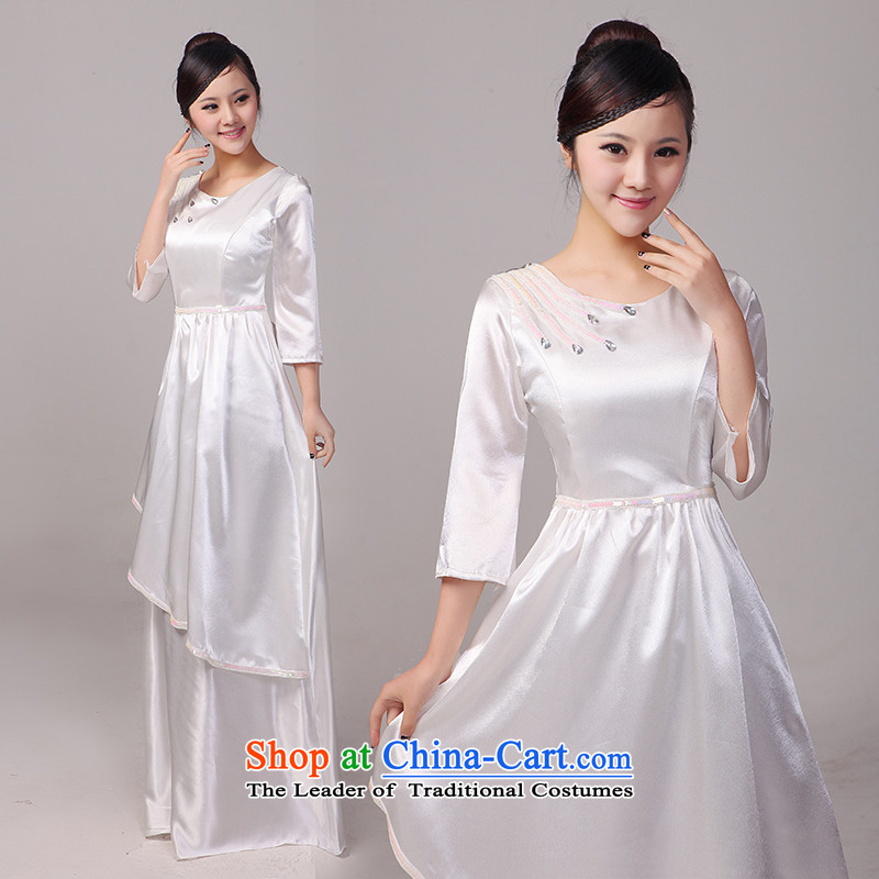 Charlene Choi Ling new round-neck collar long serving choral bubble cuff chorus girl long college students serving choral clothing White XL, Yeon custom spirit (yanling) , , , shopping on the Internet