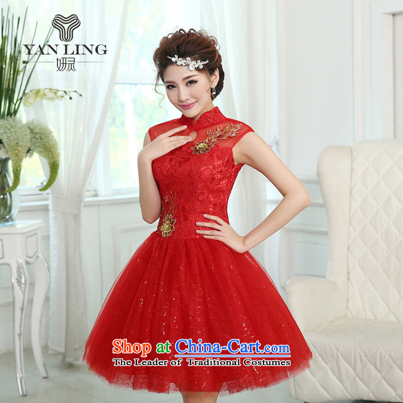 The new Word 2015 shoulder The Princess Bride bon bon skirt flowers of marriage for short wedding dress bridesmaid skirt LF260 RED XXL, Charlene Choi spirit has been pressed shopping on the Internet