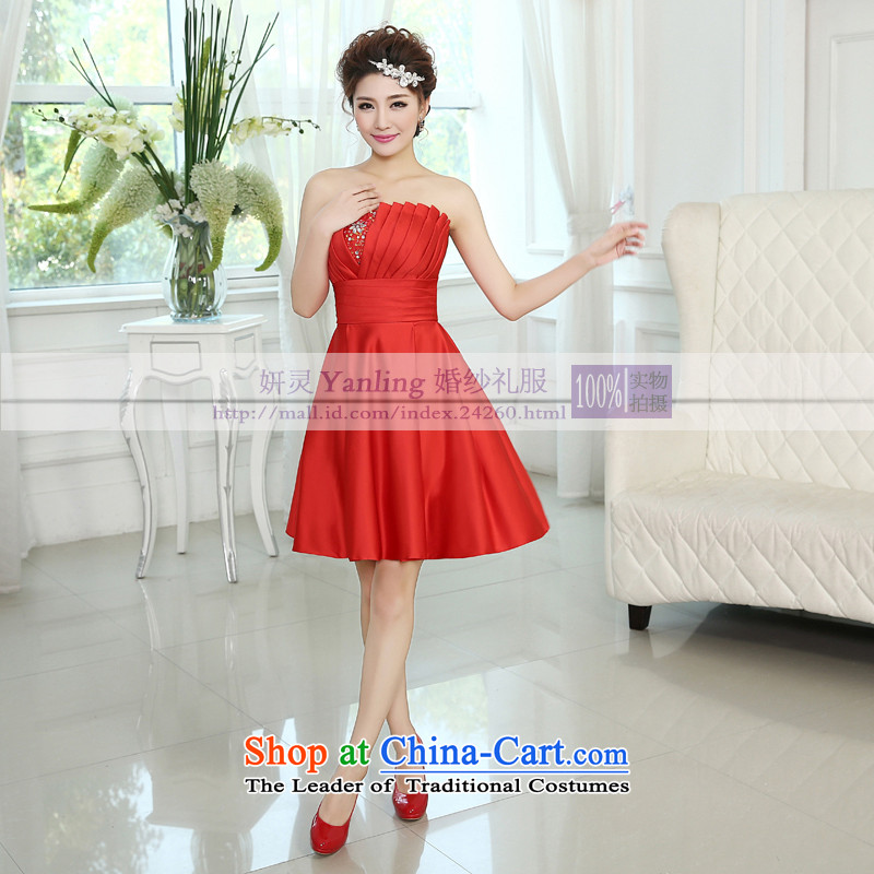 15 new stylish Korean bridal services wedding dress bows bridesmaid mission sister small dresses short cluster LF182 RED M, Charlene Choi spirit has been pressed shopping on the Internet