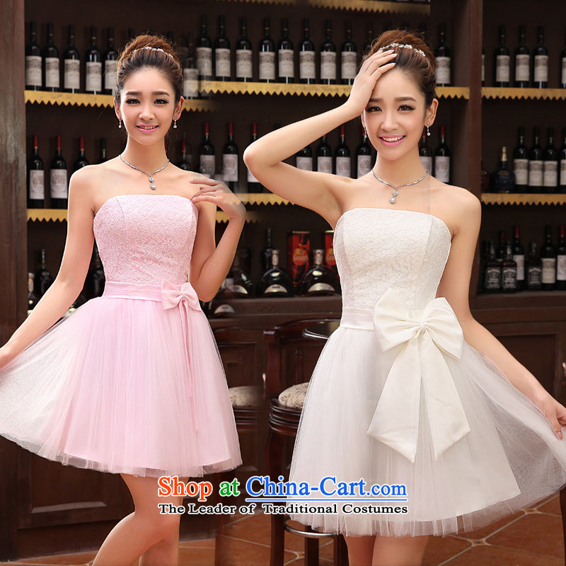 2014 lace Wedding Dress Short_ bridesmaid mission with short of marriage evening dresses marriage small dress offerLF112whiteL