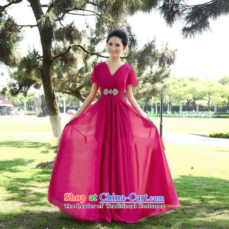 Charlene Choi Ling Zi better red V-Neck long bride wedding dress choral clothing chorus girl Long Purple services L picture, prices, brand platters! The elections are supplied in the national character of distribution, so action, buy now enjoy more preferential! As soon as possible.