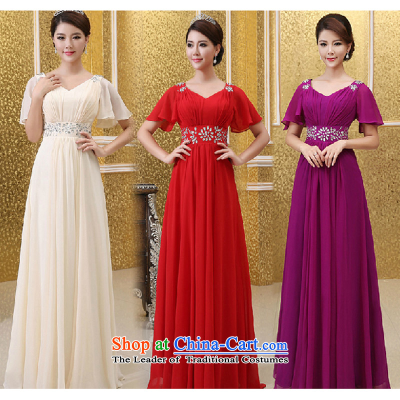 Charlene Choi Ling Zi better red V-Neck long bride wedding dress choral clothing chorus girl long purple clothes , L, Charlene Choi Spirit (yanling) , , , shopping on the Internet