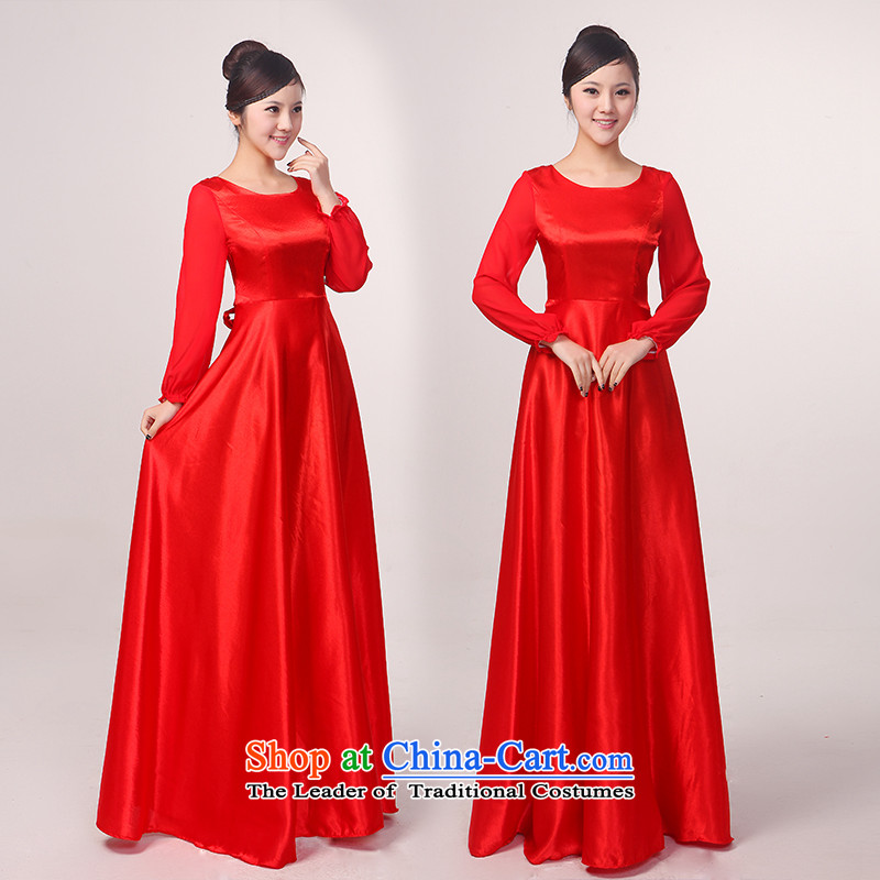 Charlene Choi Spirit, long-sleeved choral chorus girl services serving women in long skirt of older women dress clothes choral new blackXXL