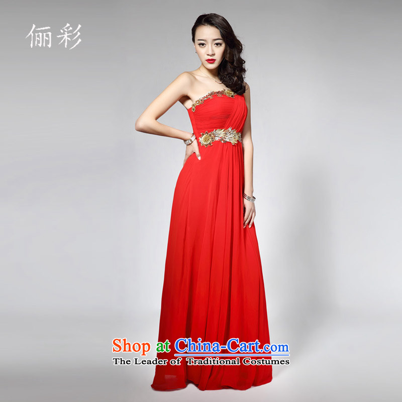 158 multimedia evening dresses long alignment to the chiffon skirt the floral decorations shoulder dress red S, Doris Qi (doris dress) , , , shopping on the Internet