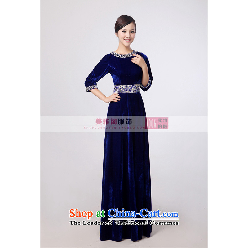 Charlene Choi Ling Bao blue velvet Ms. long skirt choral clothing chorus girl dress uniform choral conductor for services XL, Charlene Choi Spirit (yanling) , , , shopping on the Internet