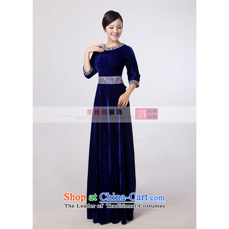 Charlene Choi Ling Bao blue velvet Ms. long skirt choral clothing chorus girl dress uniform choral conductor for services XL, Charlene Choi Spirit (yanling) , , , shopping on the Internet