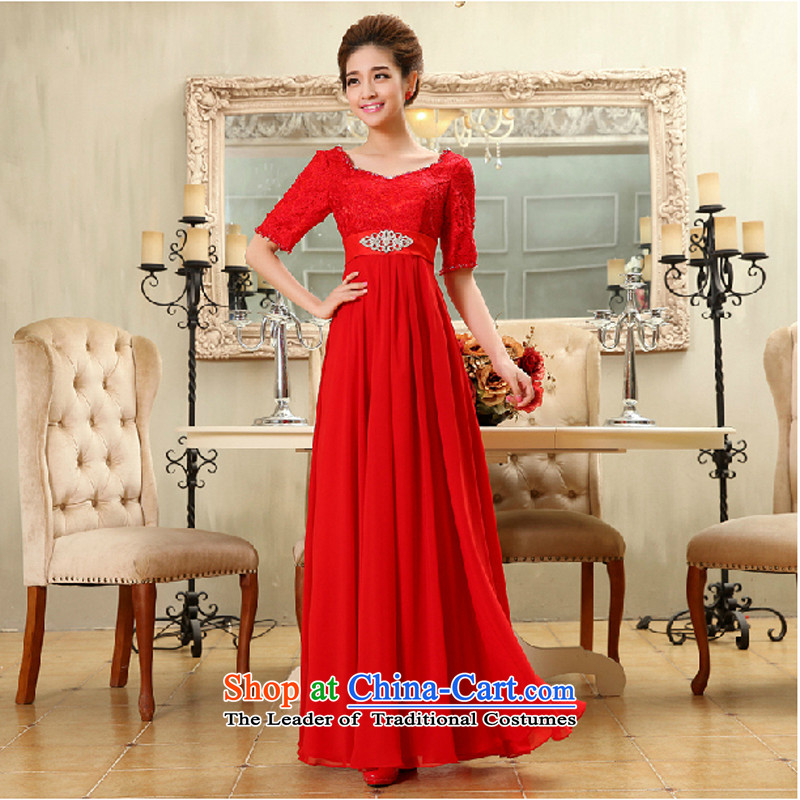 Charlene Choi Ling marriages bows long high-lumbar evening dresses female new spring 2014 lace in cuff red dress XXL, pregnant women Charlene Choi Spirit (yanling) , , , shopping on the Internet