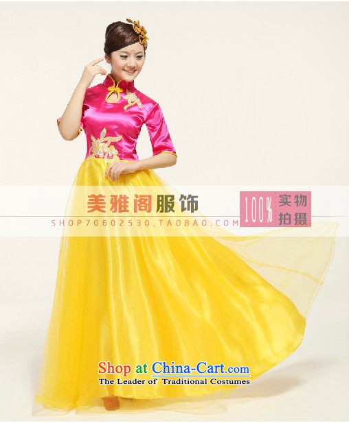 Charlene Choi Ling Ms. offer long skirt large folk dance show apparel chorus serving evening dresses Foutune of video pictures, price M Thin, brand platters! The elections are supplied in the national character of distribution, so action, buy now enjoy more preferential! As soon as possible.