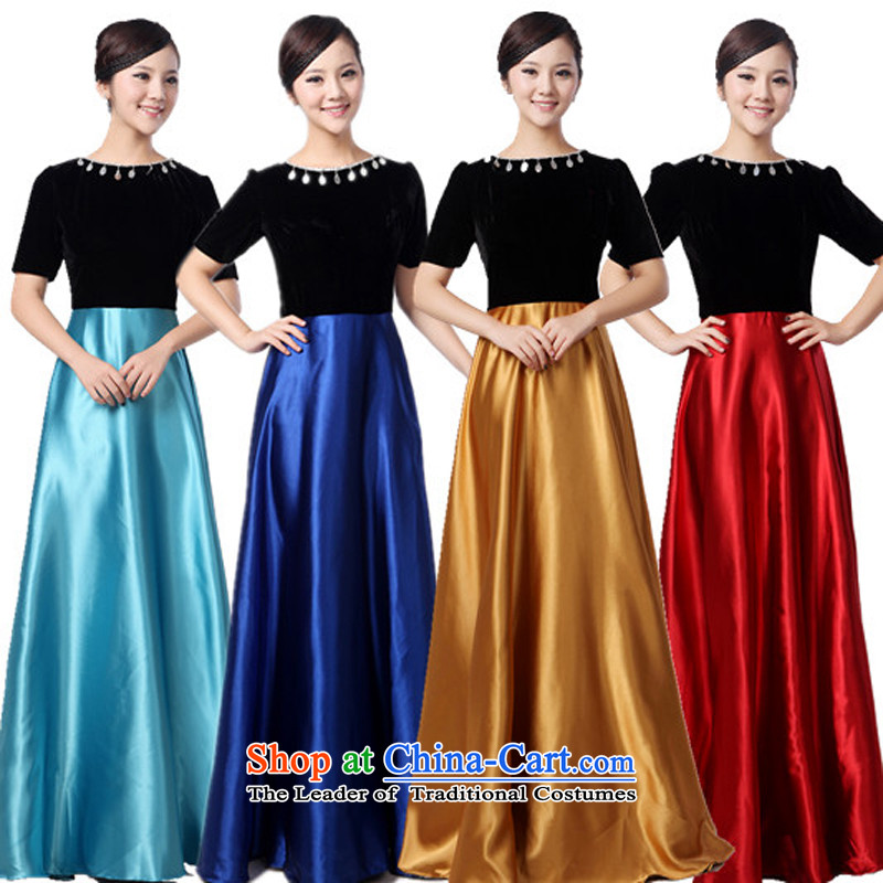 Charlene Choi Ling black velvet in the upper part of the multi-color under the Optional Ms. skirt choral clothing chorus girl dress uniform new XXXXL