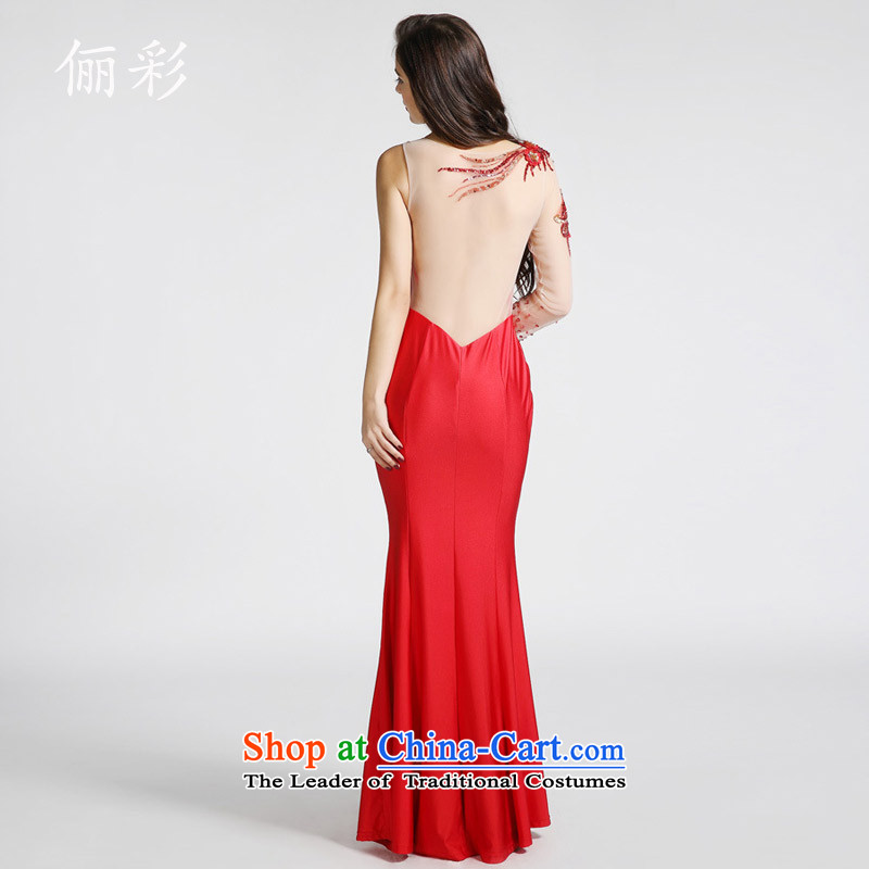 158 multimedia evening dresses annual banquet crowsfoot dress long serving evening drink bridal dresses long skirt RED M 158 color (LICAI) , , , shopping on the Internet