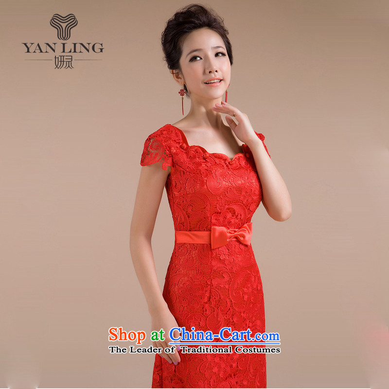 20152014 new cheongsam spring pack shoulder short, red qipao lace bows service stylish QP-108 RED , L, Charlene Choi spirit has been pressed shopping on the Internet