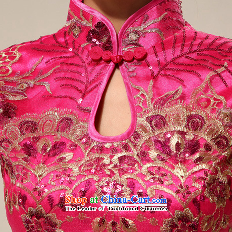 2015 Marriage Ceremonies qipao retro improved courtesy service cheongsam dress summer stylish 67 (Ko Yo red) pink XL, Charlene Choi spirit has been pressed shopping on the Internet