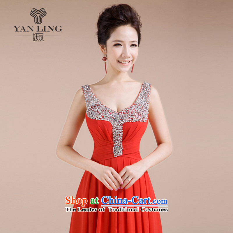 The new bride 20152014 wedding dress dinner dress uniform LF-1005 bows red , L, Charlene Choi spirit has been pressed shopping on the Internet