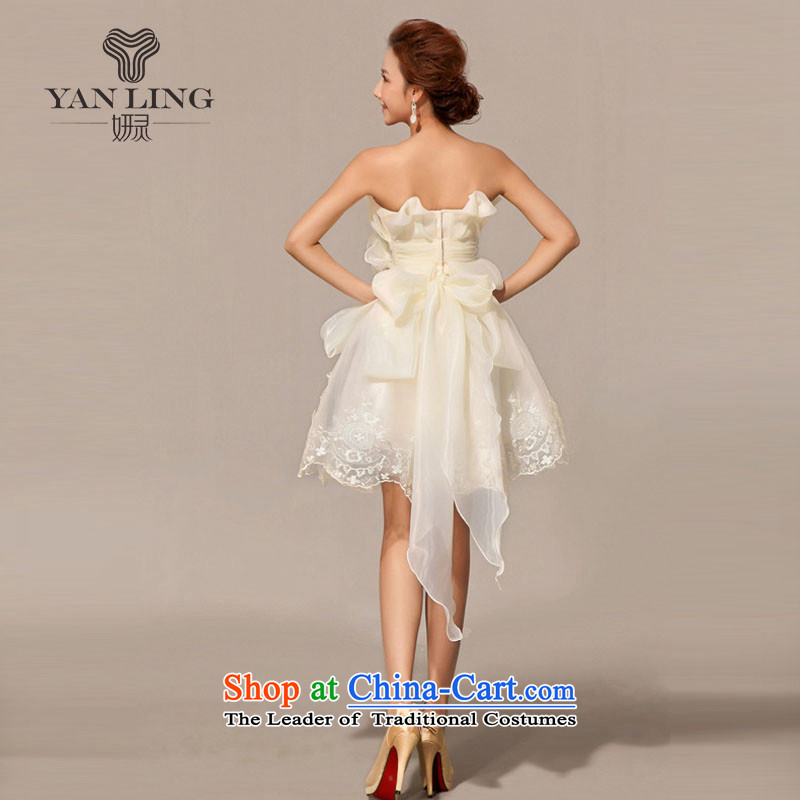 2015 new wiping the chest short skirt diamond bridesmaid small dress in lawn before long after short skirt LF115 m White L, Charlene Choi spirit has been pressed shopping on the Internet