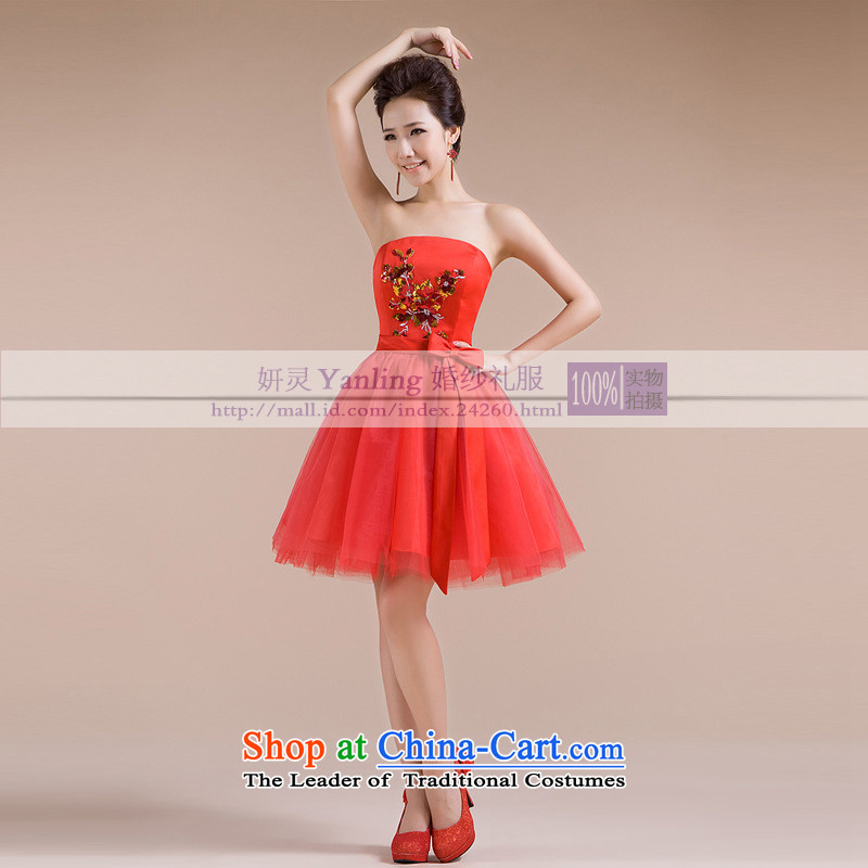 2015 New Calssic anointed chest embroidered well-crafted small bow tie dress LF168 REDXL