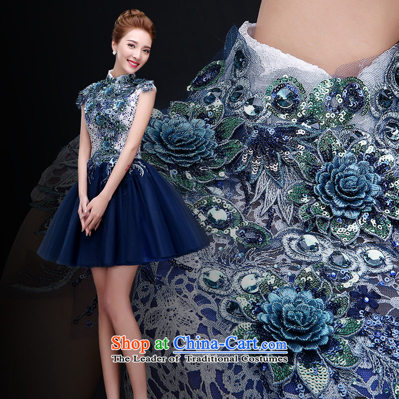 Lily Dance evening dress short of autumn and winter 2015 new dark blue marriage bridesmaid sister skirt banquet annual service evening dress dark blue S   new pre-sale three to five days, the Lily Dance shipment (ball lily) , , , shopping on the Internet