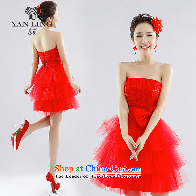 The Korean version of the new 2015 water-soluble lace small dress bridesmaid dresses marriages wedding LF1002 REDXXL