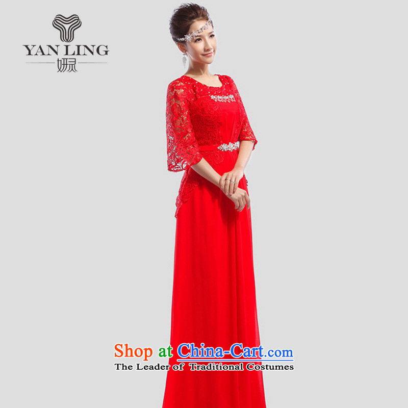 2015 new bride bows dress marriage banquet long evening dress LF501 moderator red s, Charlene Choi spirit has been pressed shopping on the Internet