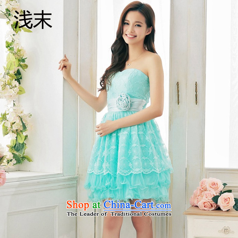The end of the light (MO) QIAN mahogany and anointed with the blossoms population chest stitching Mesh bon bon dress skirt dresses 3382 green light at the end of L, , , , shopping on the Internet