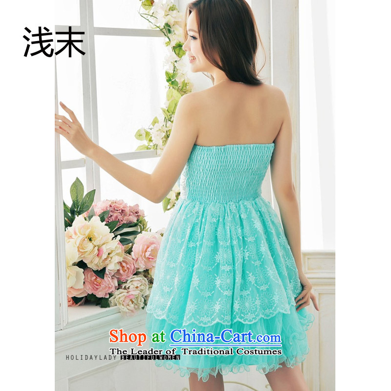 The end of the light (MO) QIAN mahogany and anointed with the blossoms population chest stitching Mesh bon bon dress skirt dresses 3382 green light at the end of L, , , , shopping on the Internet