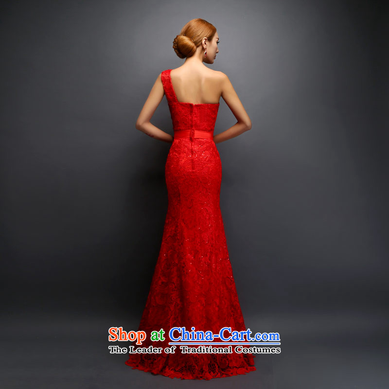 Love of the overcharged dress shoulder bride bows services red long water-soluble embroidery lace diamond retro crowsfoot sexy dress video THIN RED M, Sau San love of the overcharged shopping on the Internet has been pressed.
