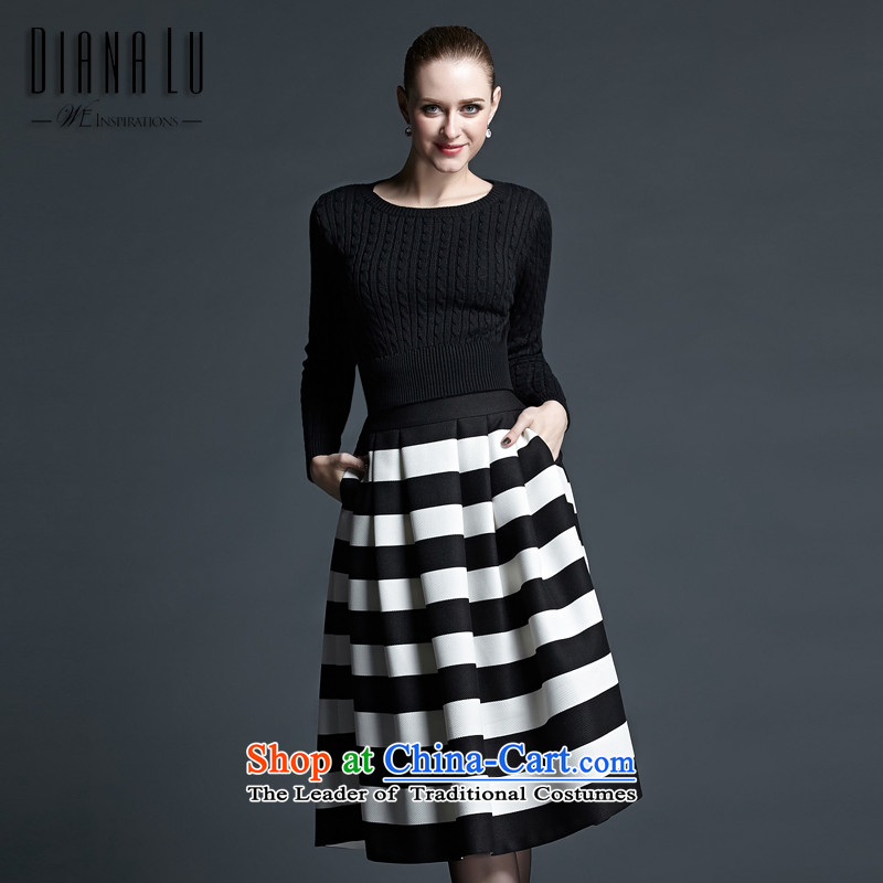 Stylish spring and autumn, DL business and leisure short black sweater long skirt kit black XL,DIANA LU,,, shopping on the Internet