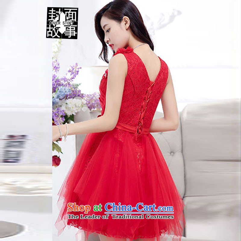 Cover Story 2015 new graphics coltish, Sau San lace bridal dresses bows bridesmaids bows stereo floral decorations bon bon skirt dresses female RED M Cover Story (COVER) SAYS shopping on the Internet has been pressed.