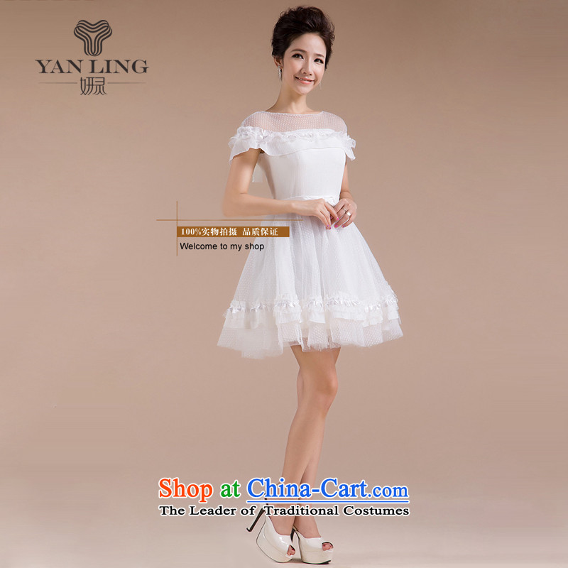 2015 new threw lace skirt the word yarn shoulder and sexy luxury sweet elegant small white M Yeon LF165 dress spirit has been pressed shopping on the Internet