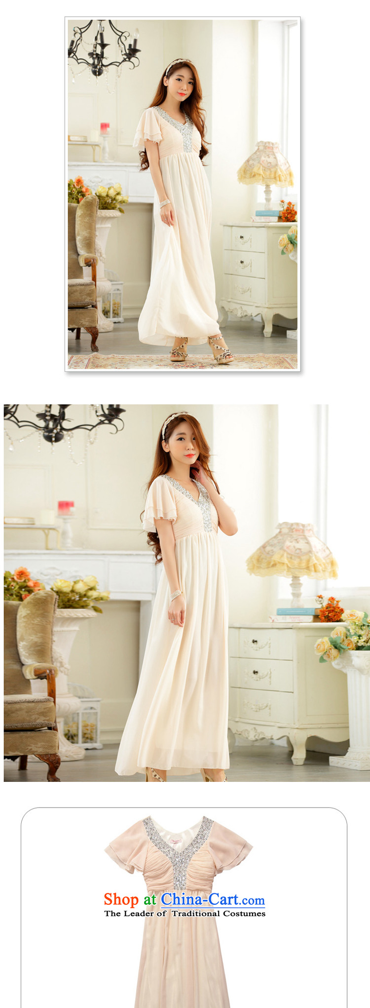  Annual meetings of the horn come on cuff JK2 chip V-neck-long gown chiffon dresses XXXL champagne color pictures, prices, brand platters! The elections are supplied in the national character of distribution, so action, buy now enjoy more preferential! As soon as possible.