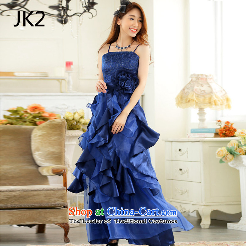 The beauty and variety shows night show services skirt large bright skirt is hanging princess with long evening dresses dresses JK2XXXL blue