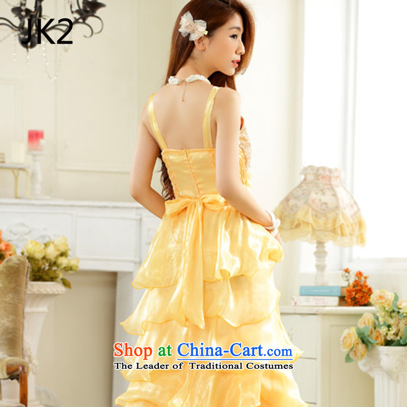 The finishing touch to the evening performances which drug store front auspices skirt large princess skirt straps long evening dresses dresses JK2 YELLOW XXL,JK2.YY,,, shopping on the Internet